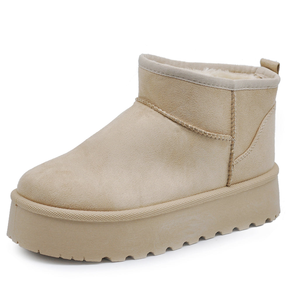 Stivali Mammut Camoscio Pelosi Con Pelliccia Pelo da Donna Doposci Platform R-17
