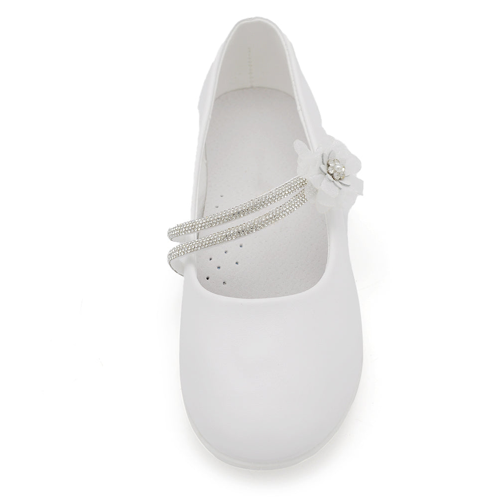 Scarpe Ballerine Da Bambina Ragazza Strass Perline Fiorellini Comunione GD5063
