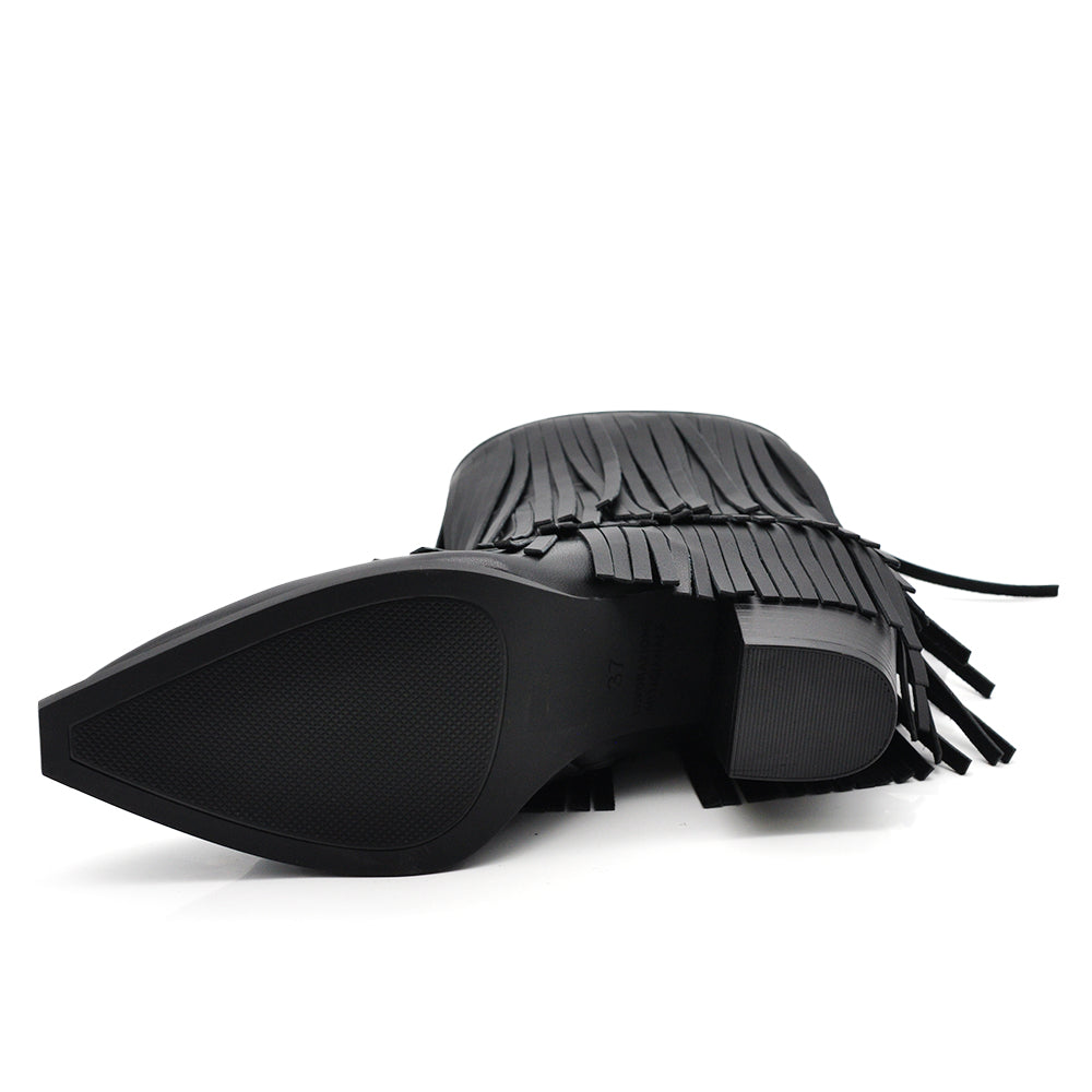 Stivaletti Stivali Texani Western da Donna Con Frange Camperos MP2742-4 nero