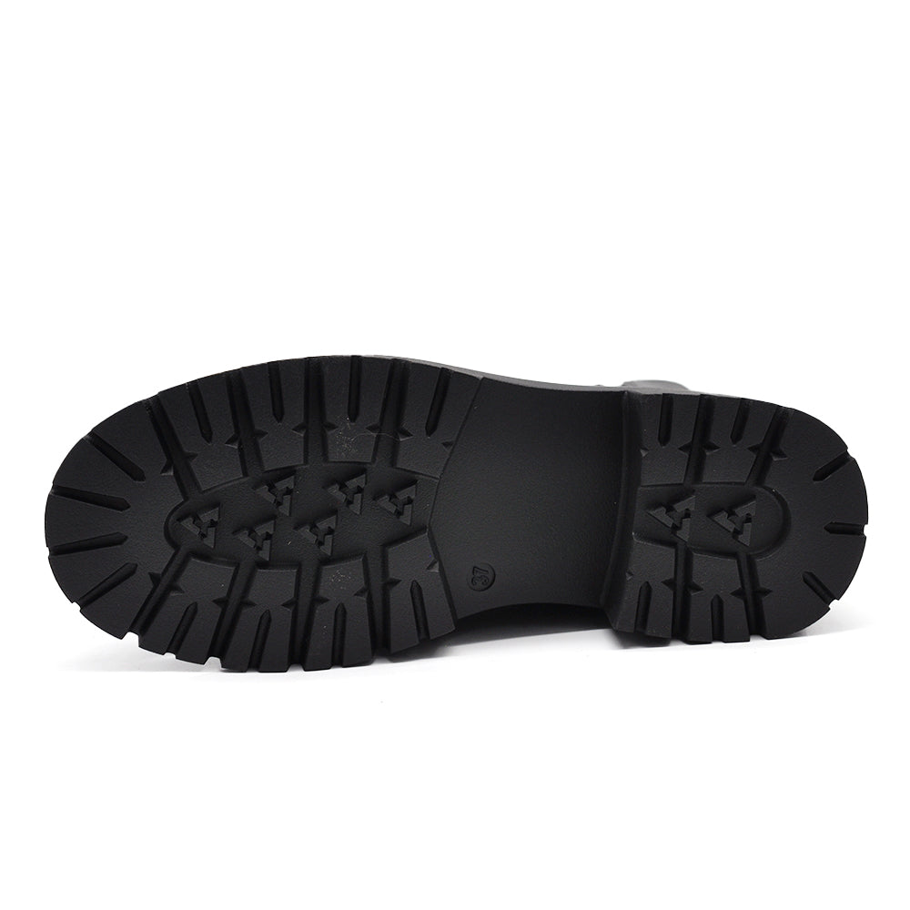 Stivaletti Donna Chelsea con Elastico e Zip Laterale, Suola Carrarmato Spessa, Tacco Largo e Punta Tonda G703