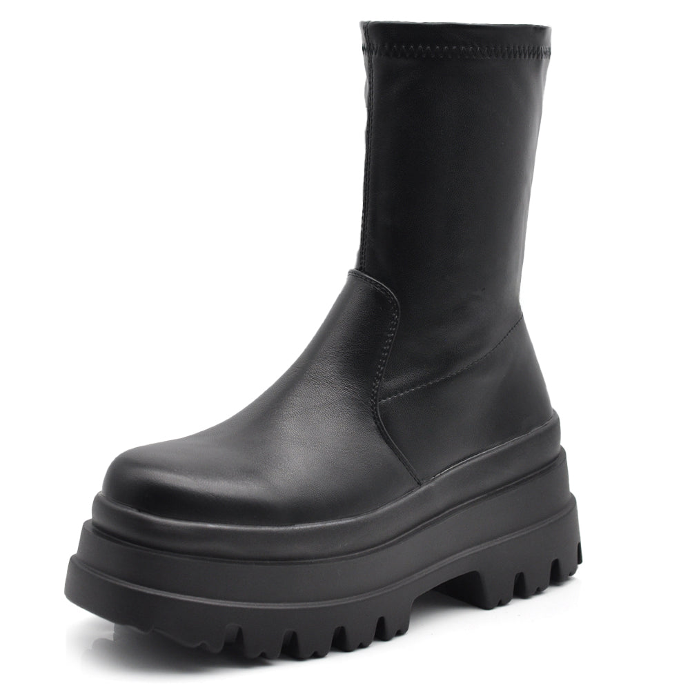 Scarpe Stivaletti Da Donna gambale sottile e morbido si adatta alla gamba Con Zeppa Plateau Platform 52062