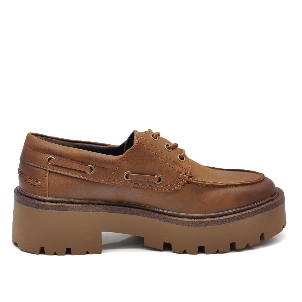 Scarpe stringate platform da donna stile casual – mocassini chunky con suola alta