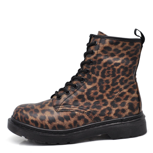 Stivali Stivaletti Anfibi combat boots Da Donna Con lacci Zip Cerniera MT88 nero maculato