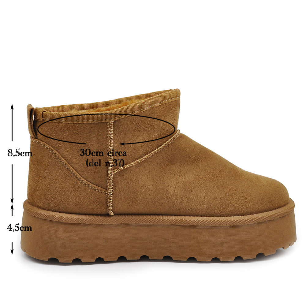 Stivali Mammut Camoscio Pelosi Con Pelliccia Pelo da Donna Doposci Platform R-17