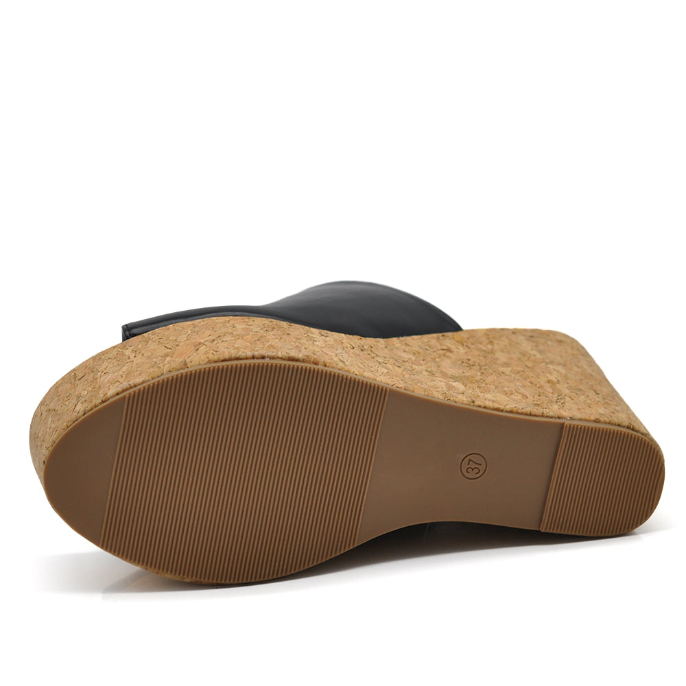 Sandali ciabatte donna con zeppa alta effetto sughero – sabot estivi open toe Z7390