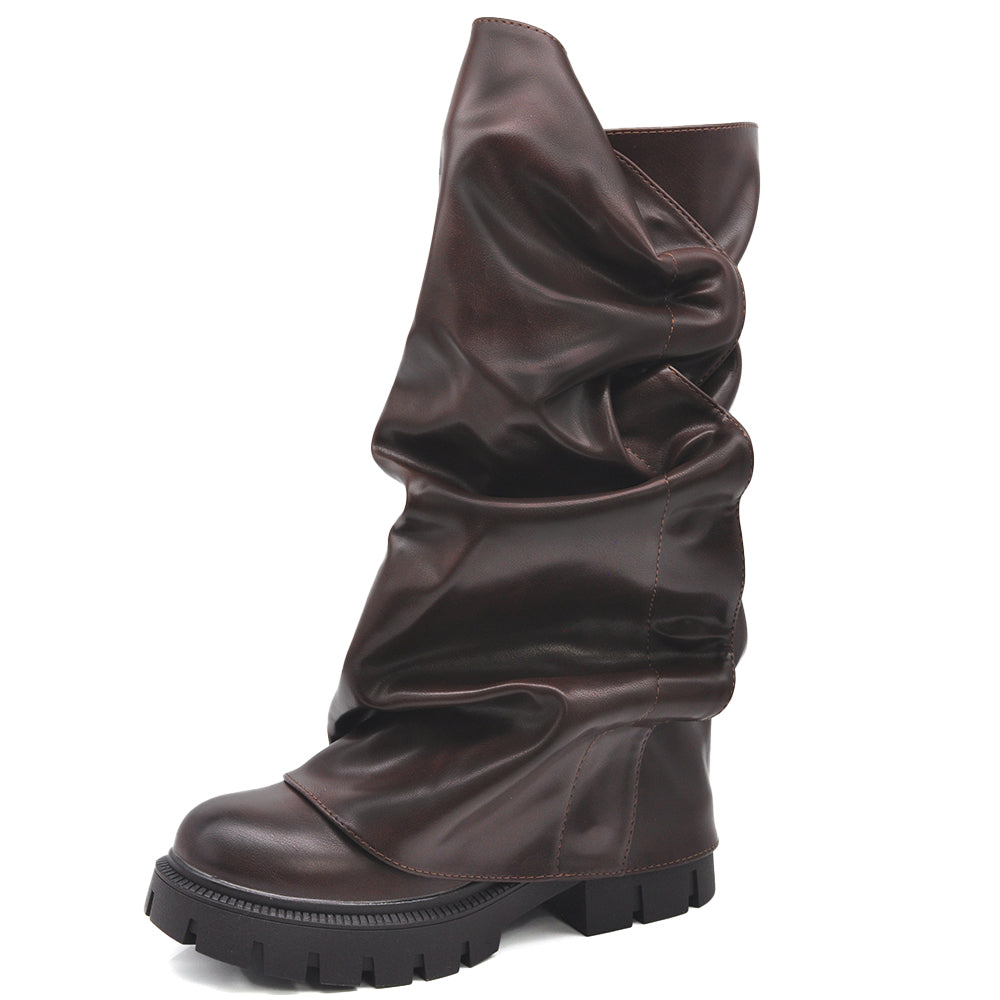 Stivali Donna 2 in 1 con Gambale Arricciato Rimovibile – Design Versatile con Platform – Look Doppio in un Solo Paio G705