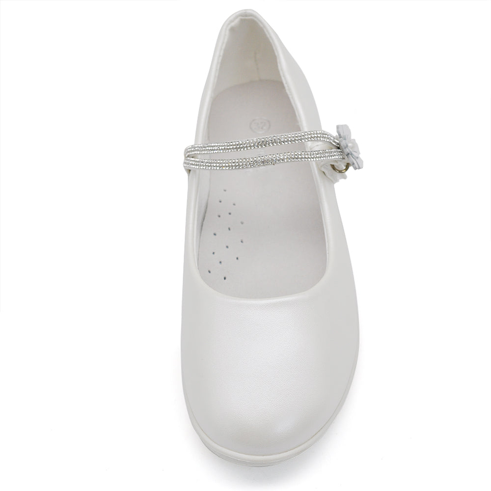 Scarpe Ballerine Da Bambina Ragazza Strass Perline Fiorellini Comunione GD4052