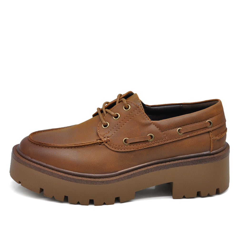 Scarpe stringate platform da donna stile casual – mocassini chunky con suola alta