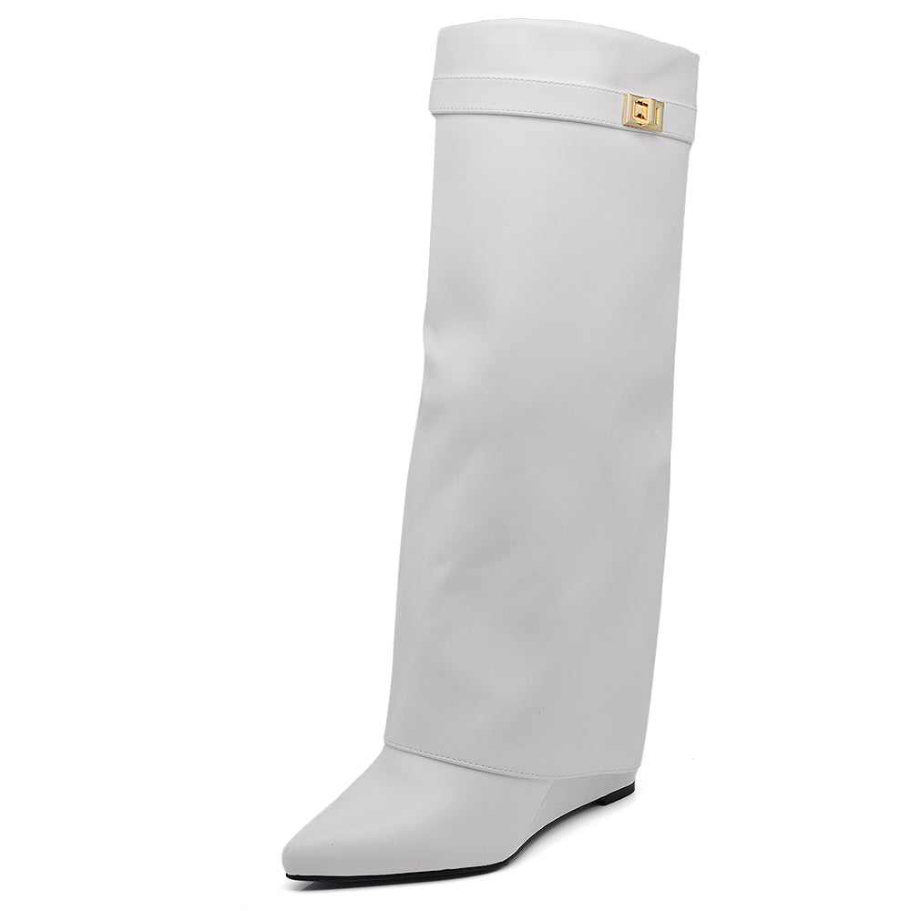 Stivali Donna A Punta  Con Zeppa Stile Western – Alti al Ginocchio 6887