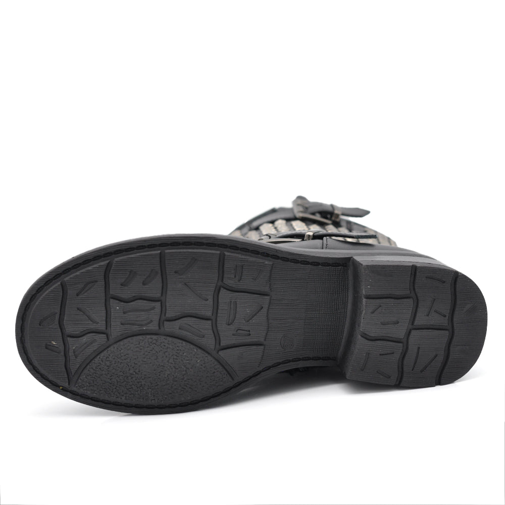 Stivali Stivaletti Donna Caviglia Anfibi Borchie Motociclista Biker S189 nero