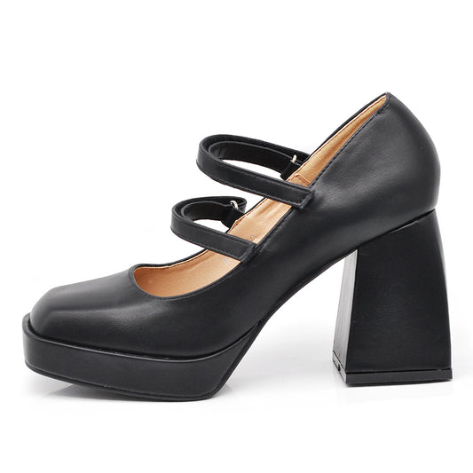 Décolleté Scarpe Da Donna Mary Jane Tacco Grosso Con Cinturini HF-90