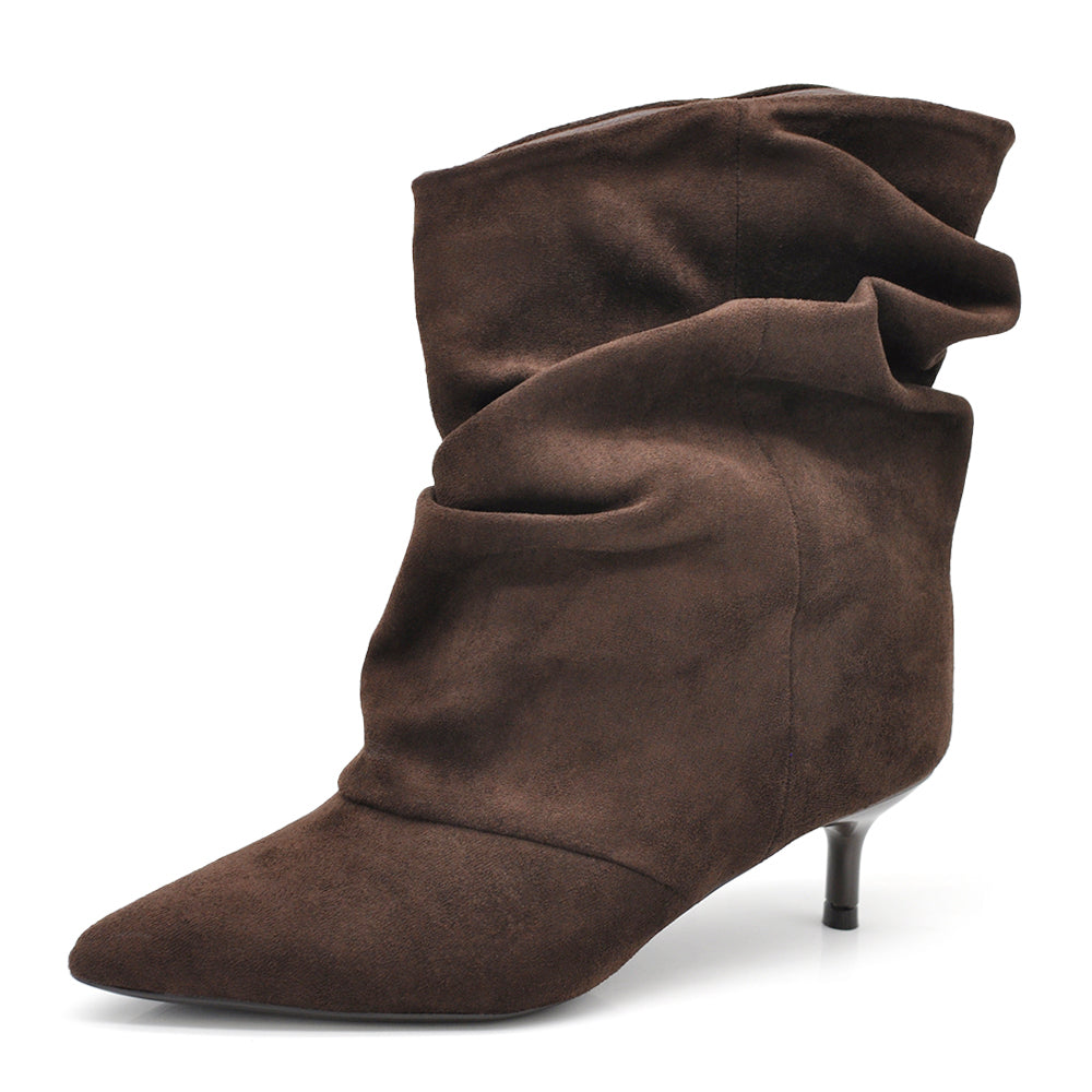 Stivaletti Donna Gambale Largo Morbido – Tronchetti Slouchy con Tacco Medio Elegante HL227-77