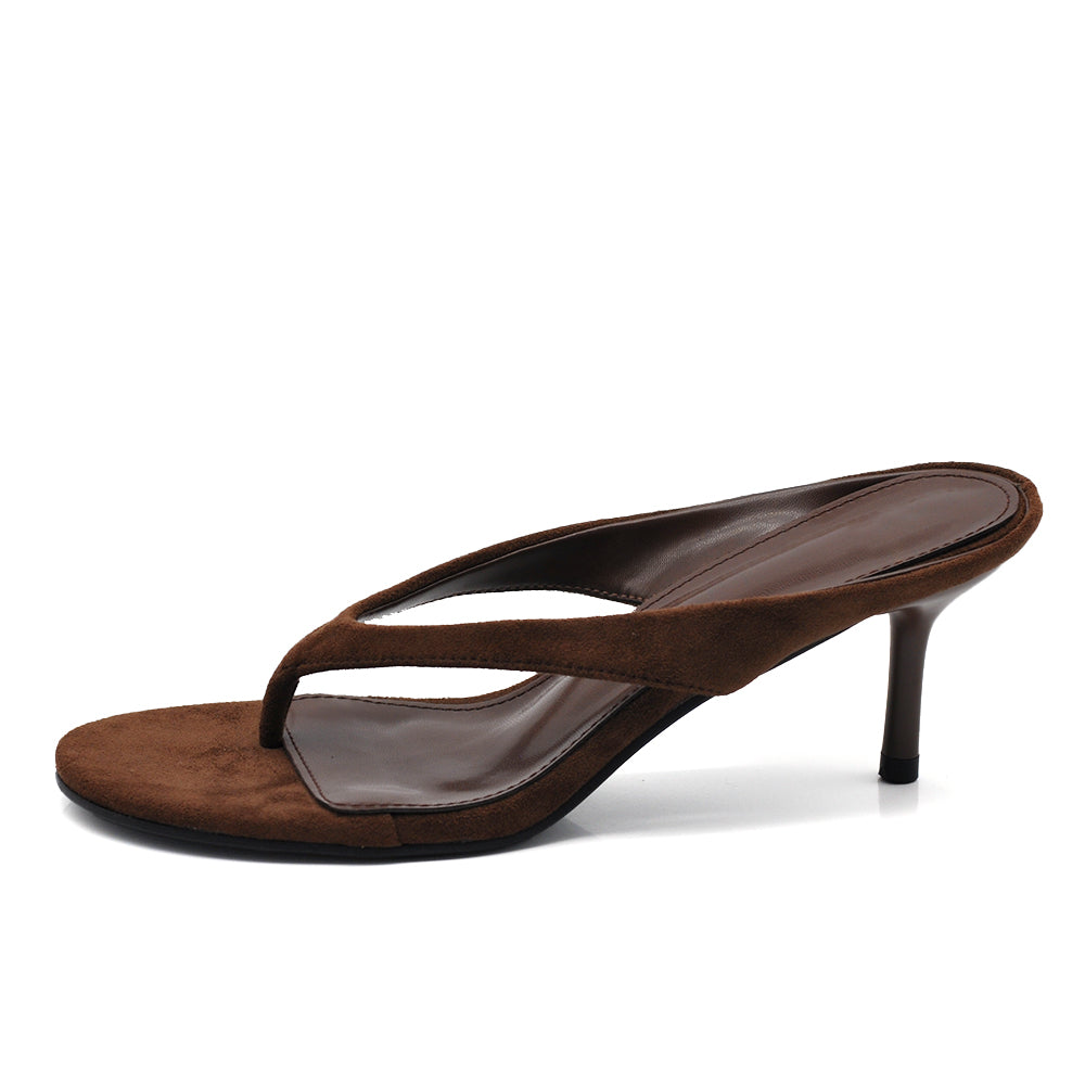 Sandali Infradito Donna con Tacco a spillo, Sabot Eleganti in Camoscio Sintetico