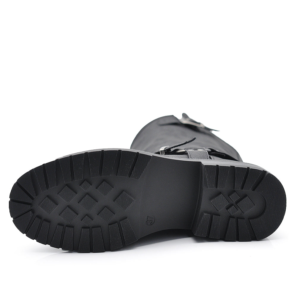 Stivali Biker Motociclista da Donna con Fibbie e Cinghie IF-62-1 nero
