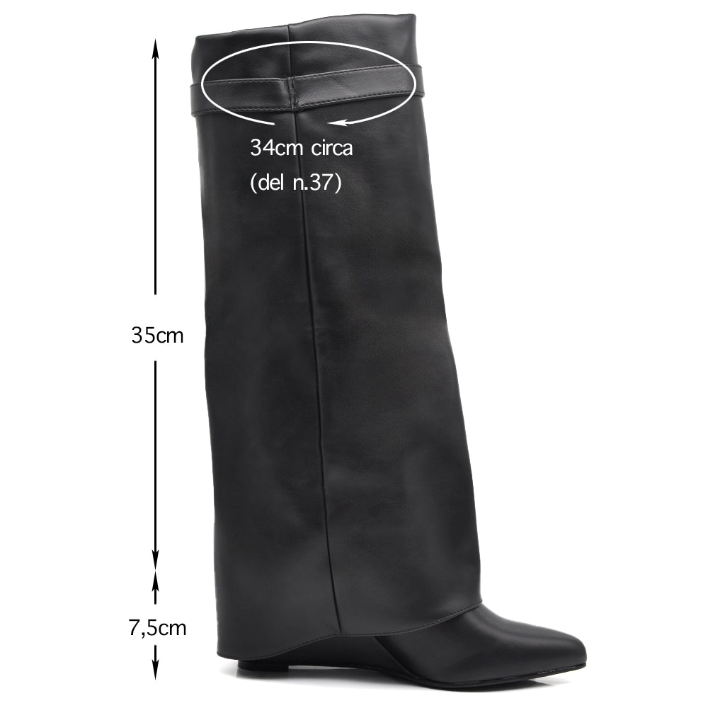 Stivali Donna A Punta  Con Zeppa Stile Western – Alti al Ginocchio 6887