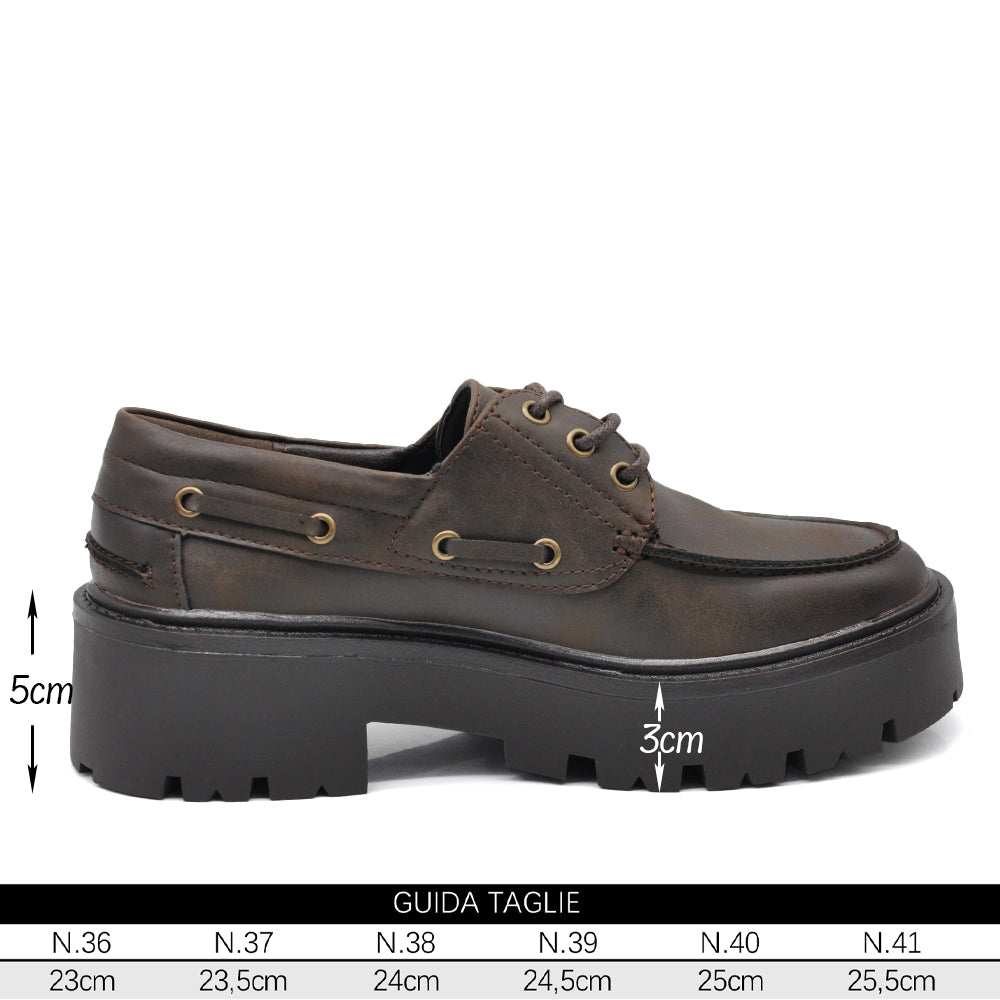 Scarpe stringate platform da donna stile casual – mocassini chunky con suola alta