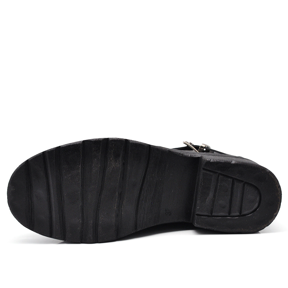 Stivali Stivaletti Biker Motociclista con Cinture e Fibbie HL227-69 nero brown