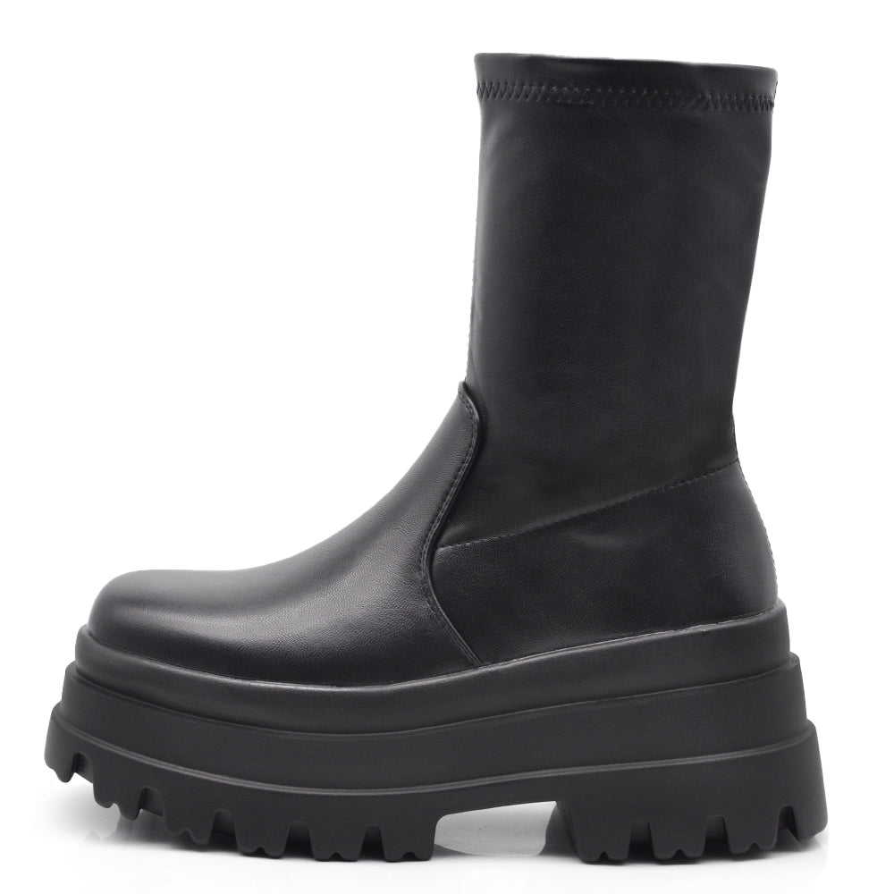 Scarpe Stivaletti Da Donna gambale sottile e morbido si adatta alla gamba Con Zeppa Plateau Platform 52062