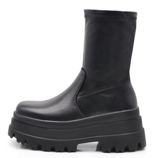 Scarpe Stivaletti Da Donna gambale sottile e morbido si adatta alla gamba Con Zeppa Plateau Platform 52062