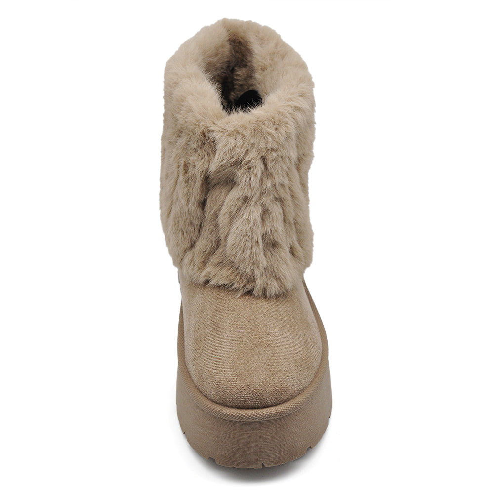 Stivali Mammut Camoscio Pelosi Con Pelliccia Pelo da Donna Doposci Platform T004 nero camel khaki
