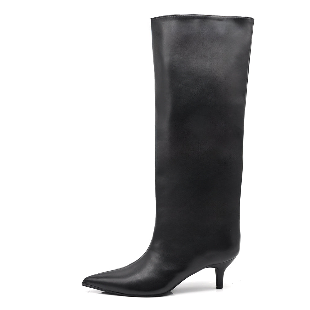 Stivali Donna al Ginocchio con Tacco Medio e Punta Affusolata – Eleganti e Versatili A9813 nero