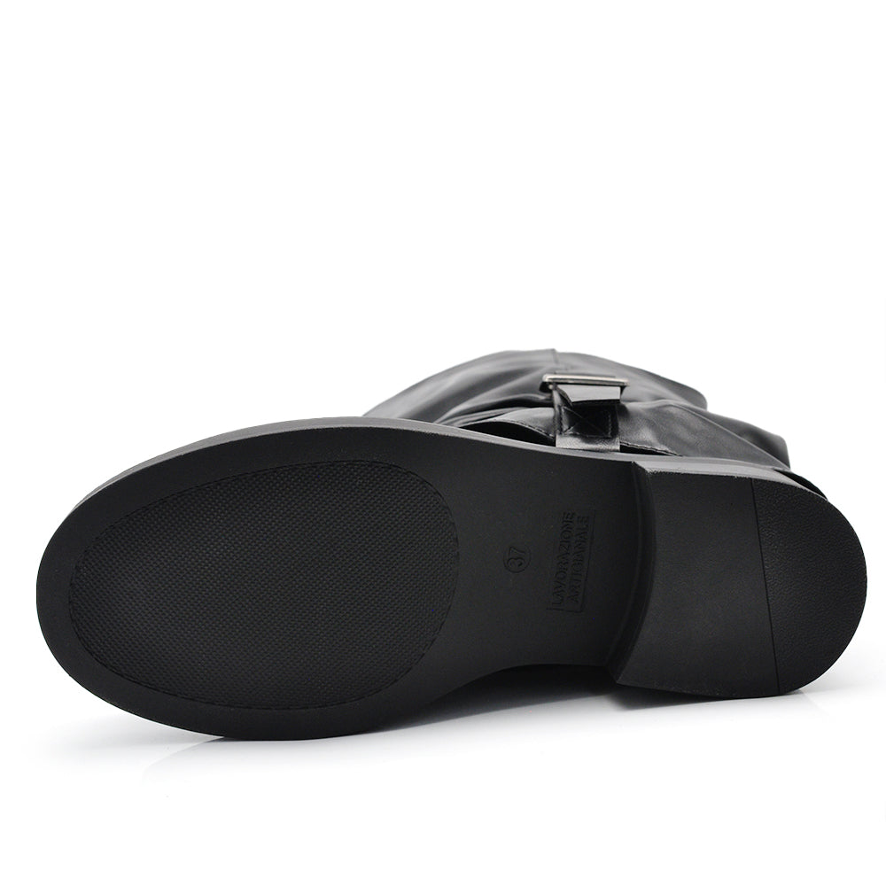 Stivali Da Donna Con Ghetta Risvolto Slouch cinturino fibbia decorativo MP2744-6 nero marrone