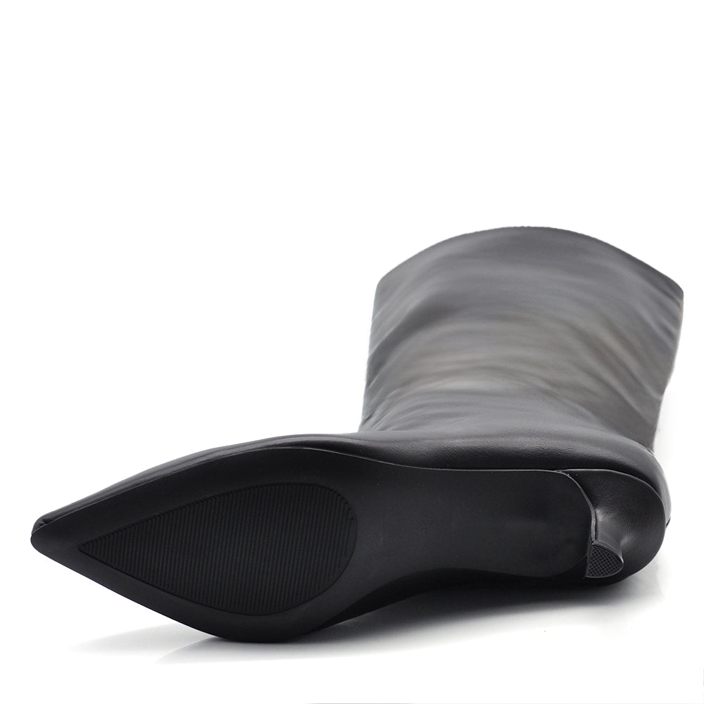 Stivali Donna al Ginocchio con Tacco Medio e Punta Affusolata – Eleganti e Versatili GA048 nero bianco