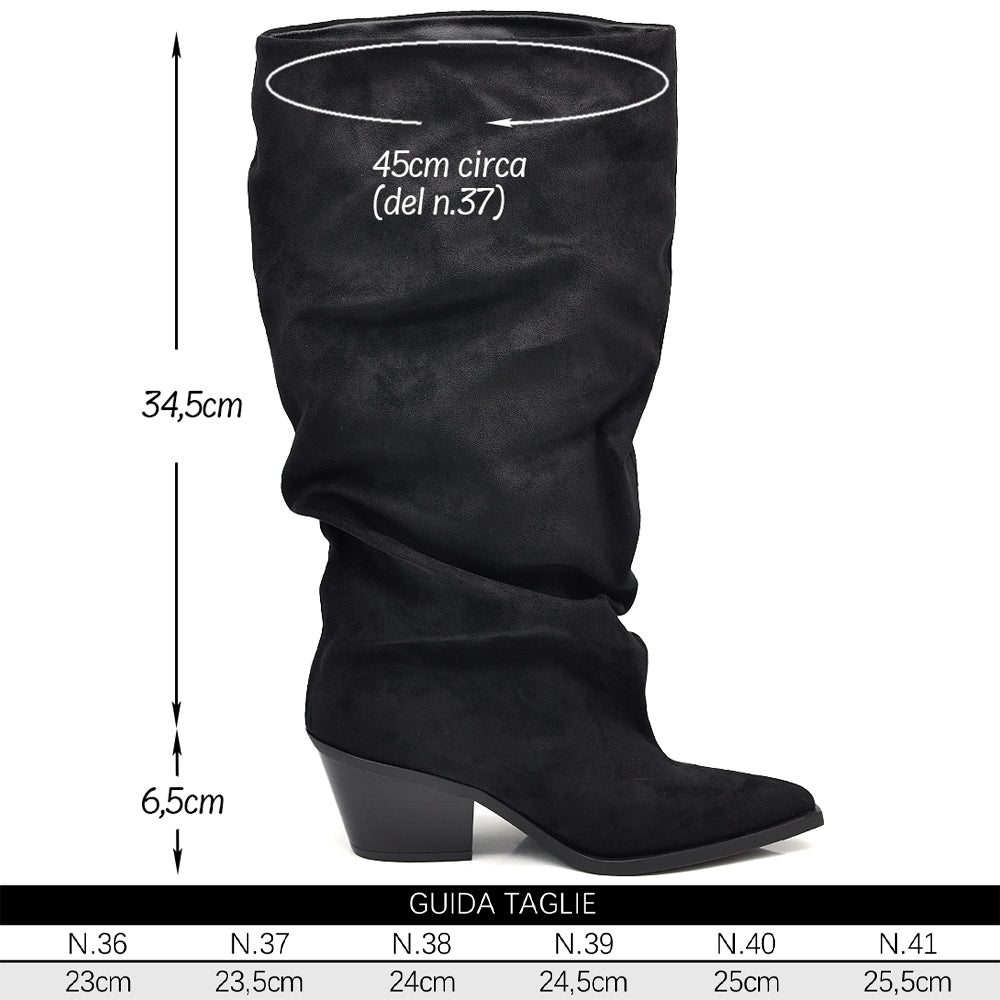 Stivali Donna Slouchy a Gambale Ampio con Punta Affusolata e Tacco Comodo – Stivali Trendy per Polpaccio Largo 212