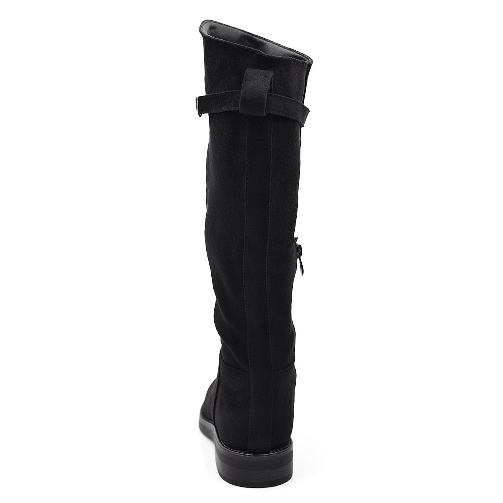 Stivali Cavallerizzi Donna Alti con Cinturino Decorativo e Zip Laterale – Stivali Riding Tacco Basso
