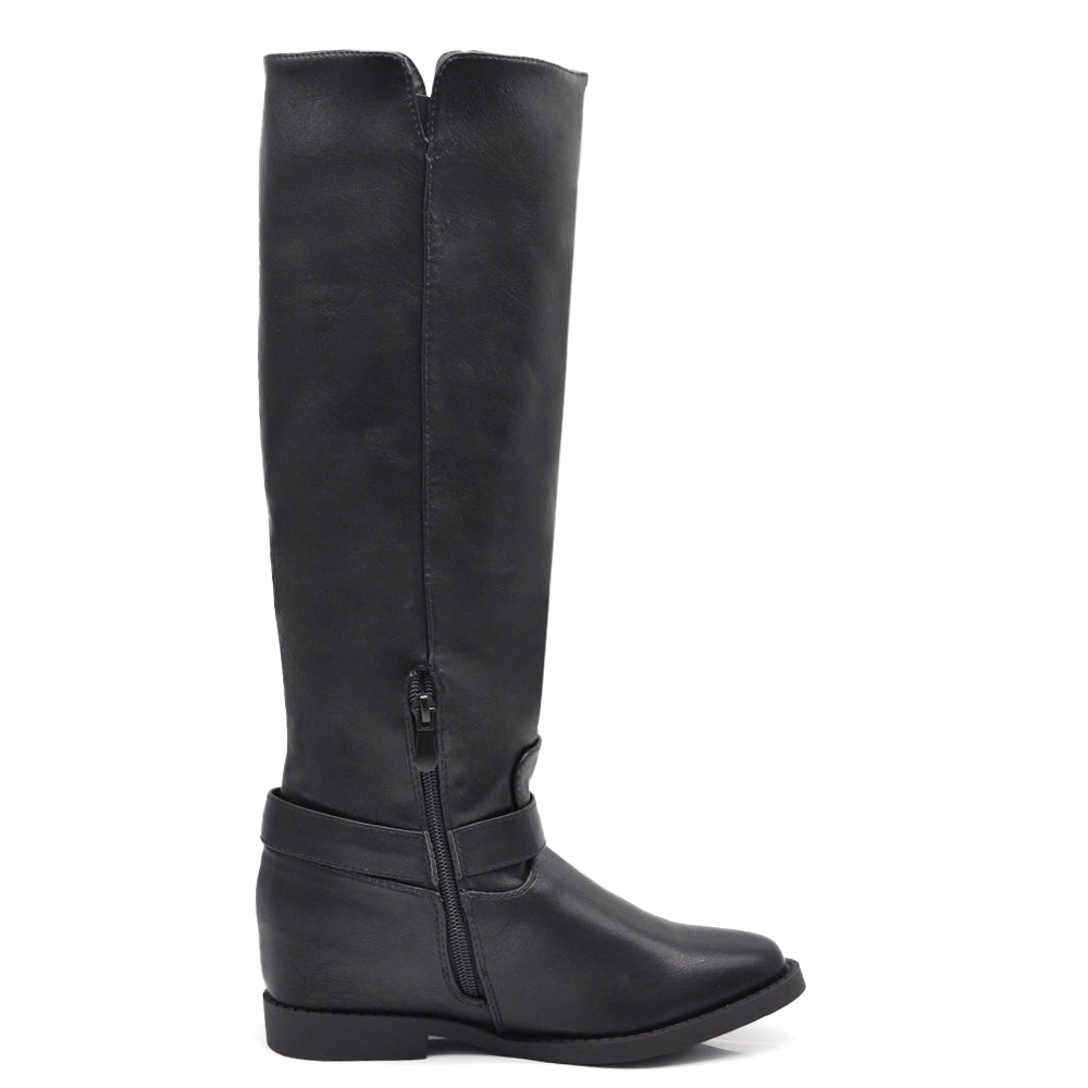 Stivali Alti Da Donna Con Cinture e Fibbie Zeppa Interna Rialzo MP726-2