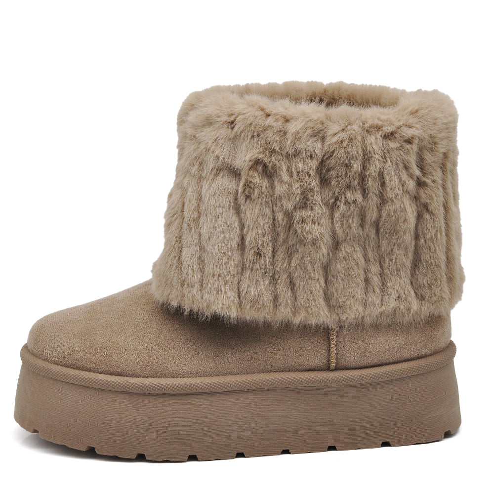 Stivali Mammut Camoscio Pelosi Con Pelliccia Pelo da Donna Doposci Platform T004 nero camel khaki
