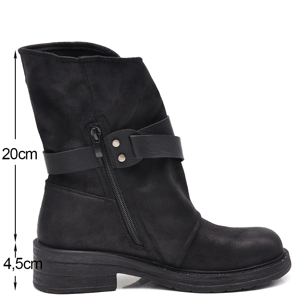 Stivali Stivaletti Biker Motociclista con Cinture e Fibbie HL227-69 nero brown