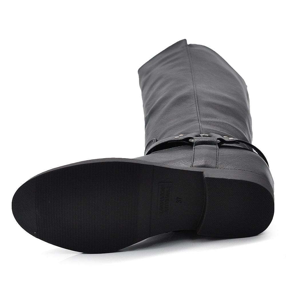 Stivali Alti Da Donna Con Cinture e Fibbie Zeppa Interna Rialzo MP726-2