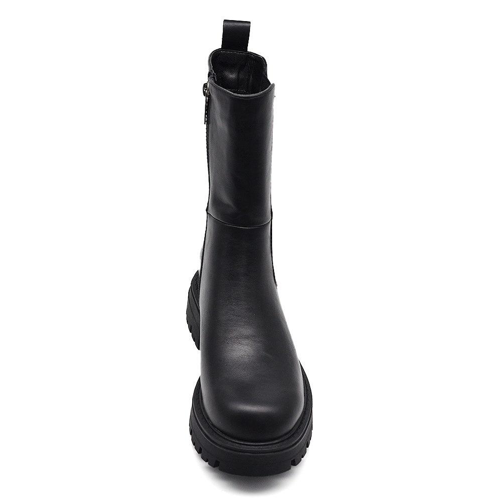 Stivali Biker Ciclista Stivaletti Chelsea Donna con Suola Spessa Chunky 3 Fibbie Posteriori  MP2747-3