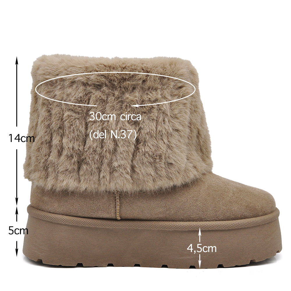 Stivali Mammut Camoscio Pelosi Con Pelliccia Pelo da Donna Doposci Platform T004 nero camel khaki