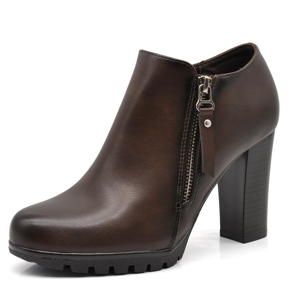 Stivaletti Scarponcini Scarpe Da Donna Francesine Tacco Vintage Zip CH2286