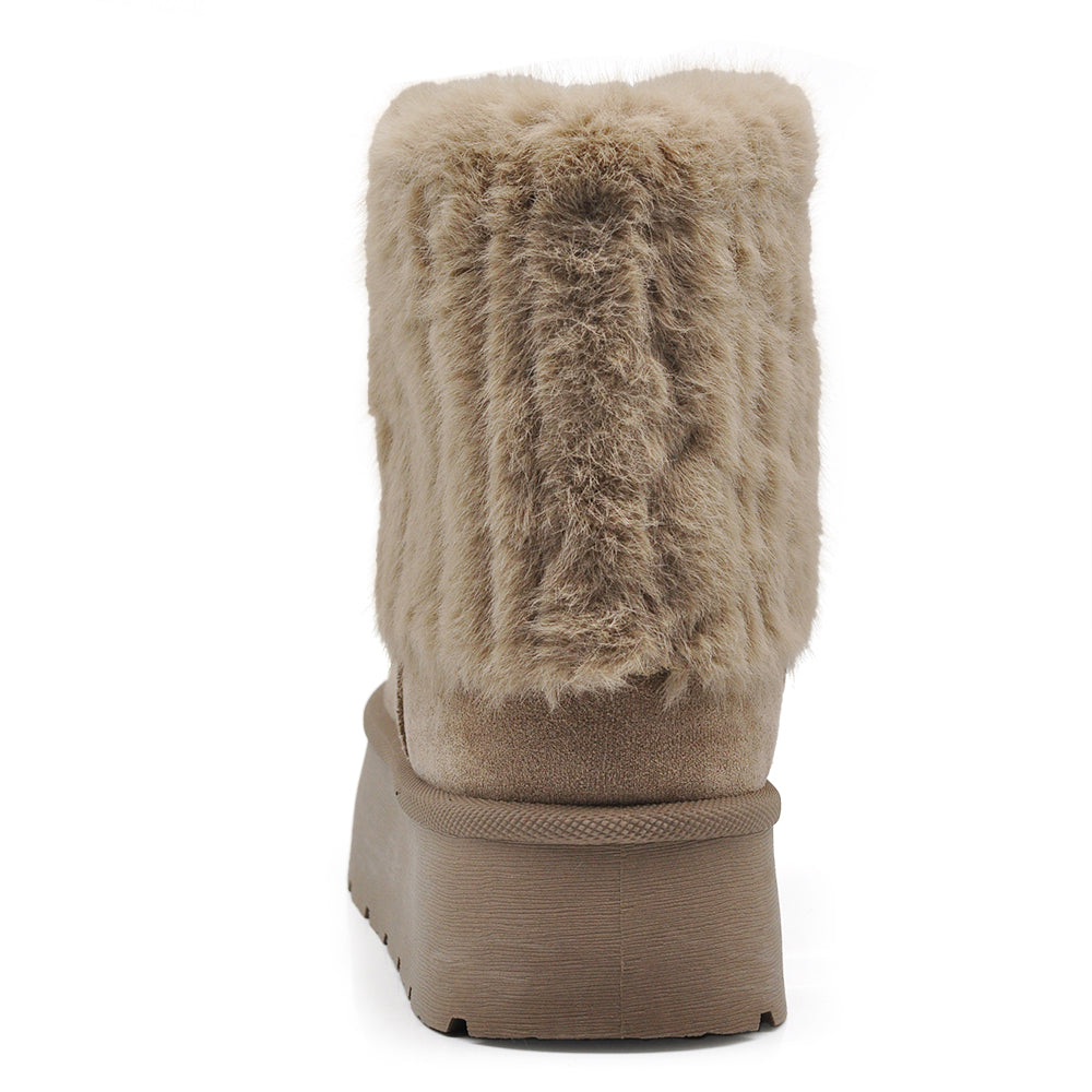 Stivali Mammut Camoscio Pelosi Con Pelliccia Pelo da Donna Doposci Platform T004 nero camel khaki