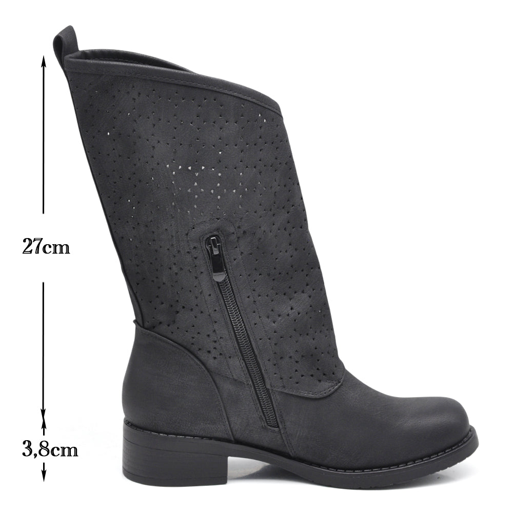 Stivali Scarpe Stivaletti Anfibi Motociclista Primaverili Estivi Da Donna G697