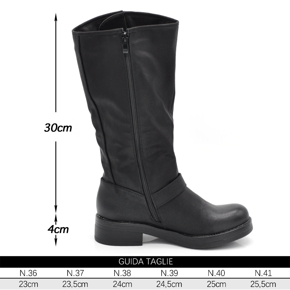 Stivali Da Donna Moto Motociclista Biker Anfibi Doppie Fibbie K1821-2