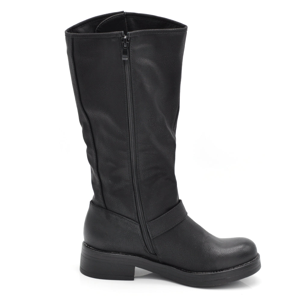 Stivali Da Donna Moto Motociclista Biker Anfibi Doppie Fibbie K1821-2