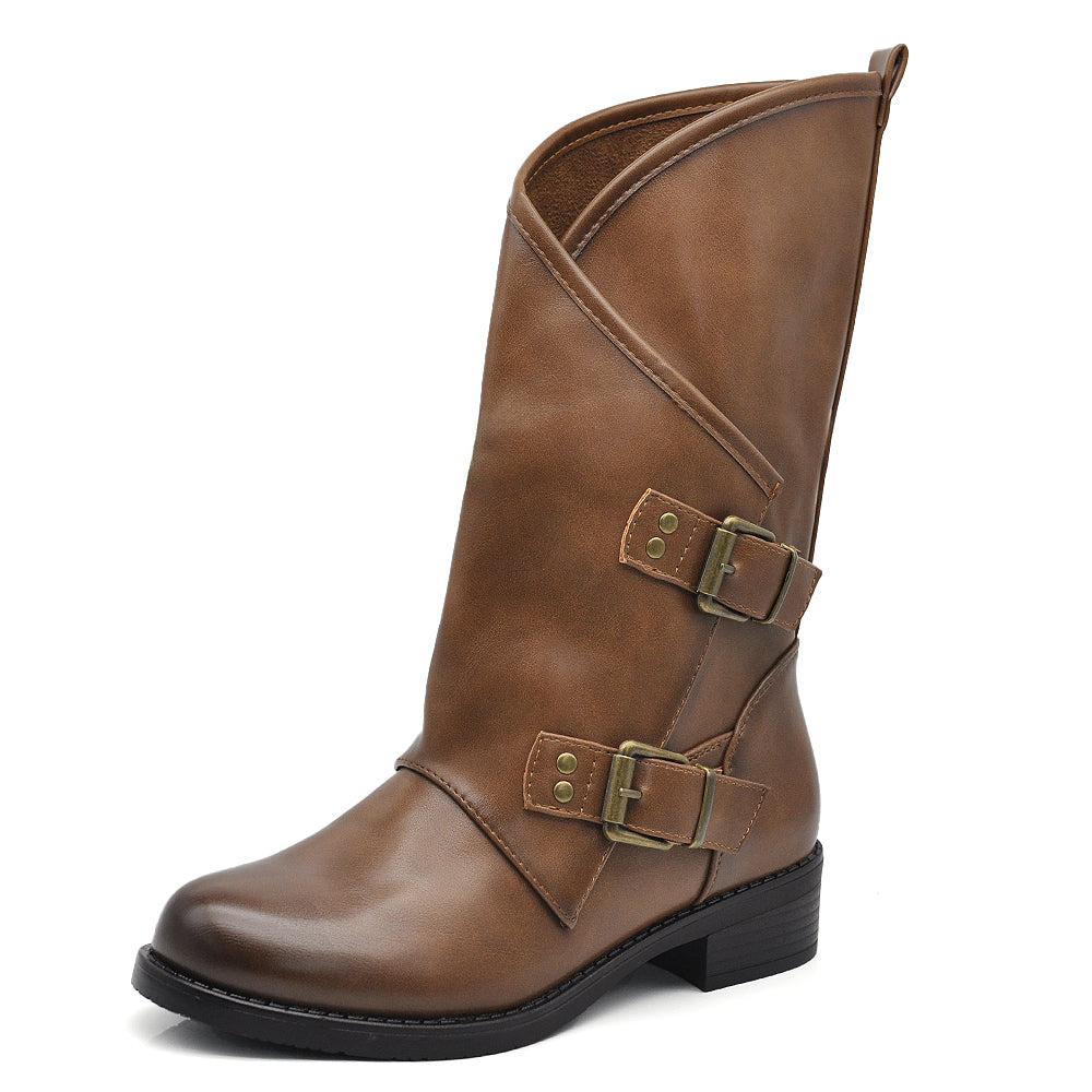 IF Fashion Stivali Stivaletti Donna Biker con Fibbie YY-58 YY-85 IF165