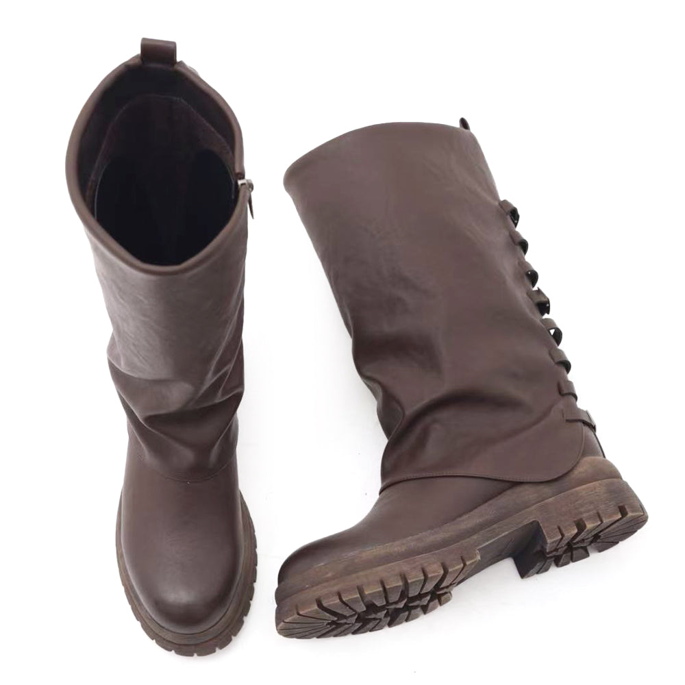 Stivali alti biker impreziositi da fibbie decorative sul retro MP2751-5