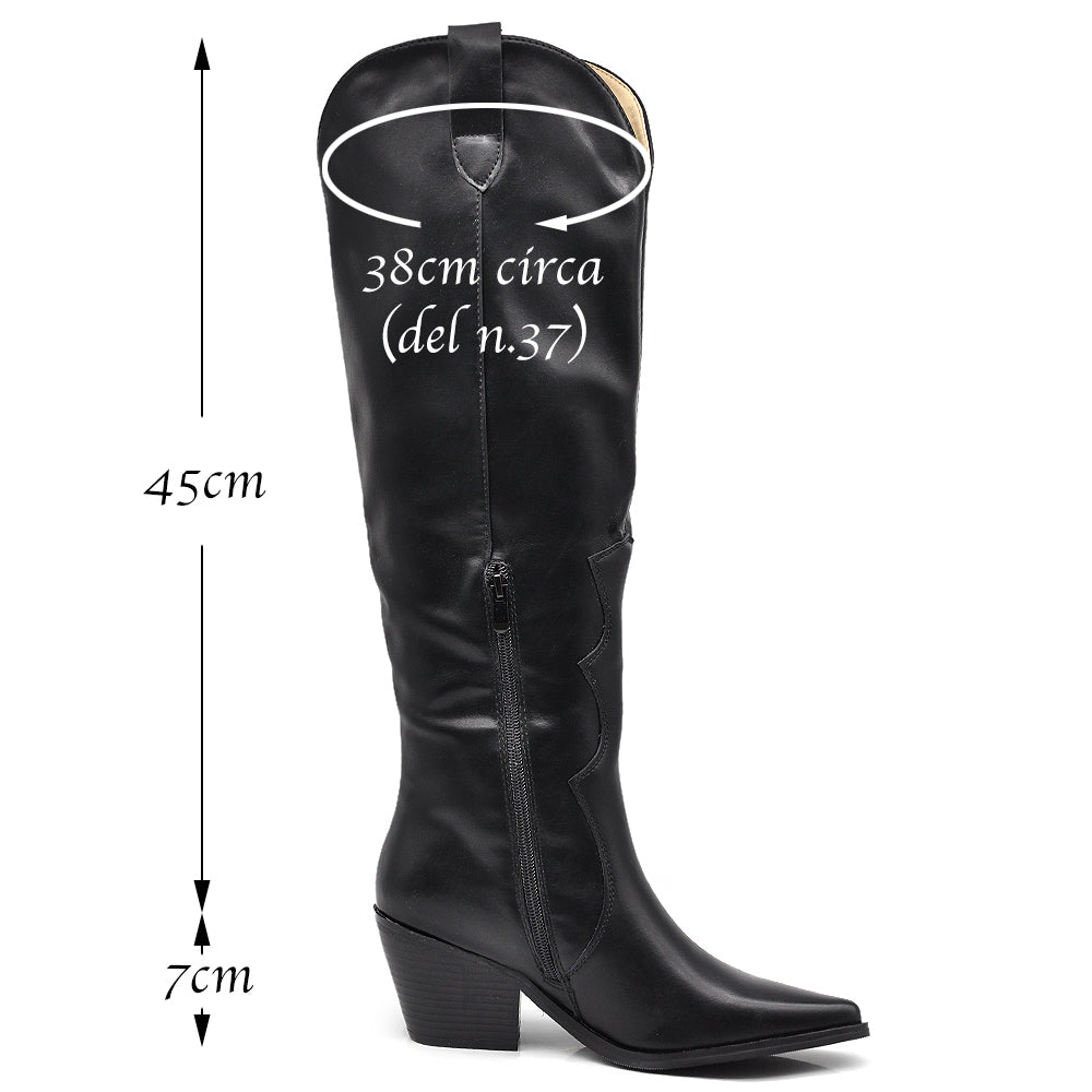 Stivali Alti Camperos Texani A Punta Al Ginocchio Da Donna D7710 9619