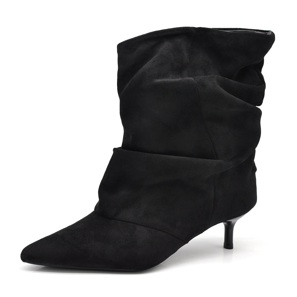 Stivaletti Donna Gambale Largo Morbido – Tronchetti Slouchy con Tacco Medio Elegante HL227-77