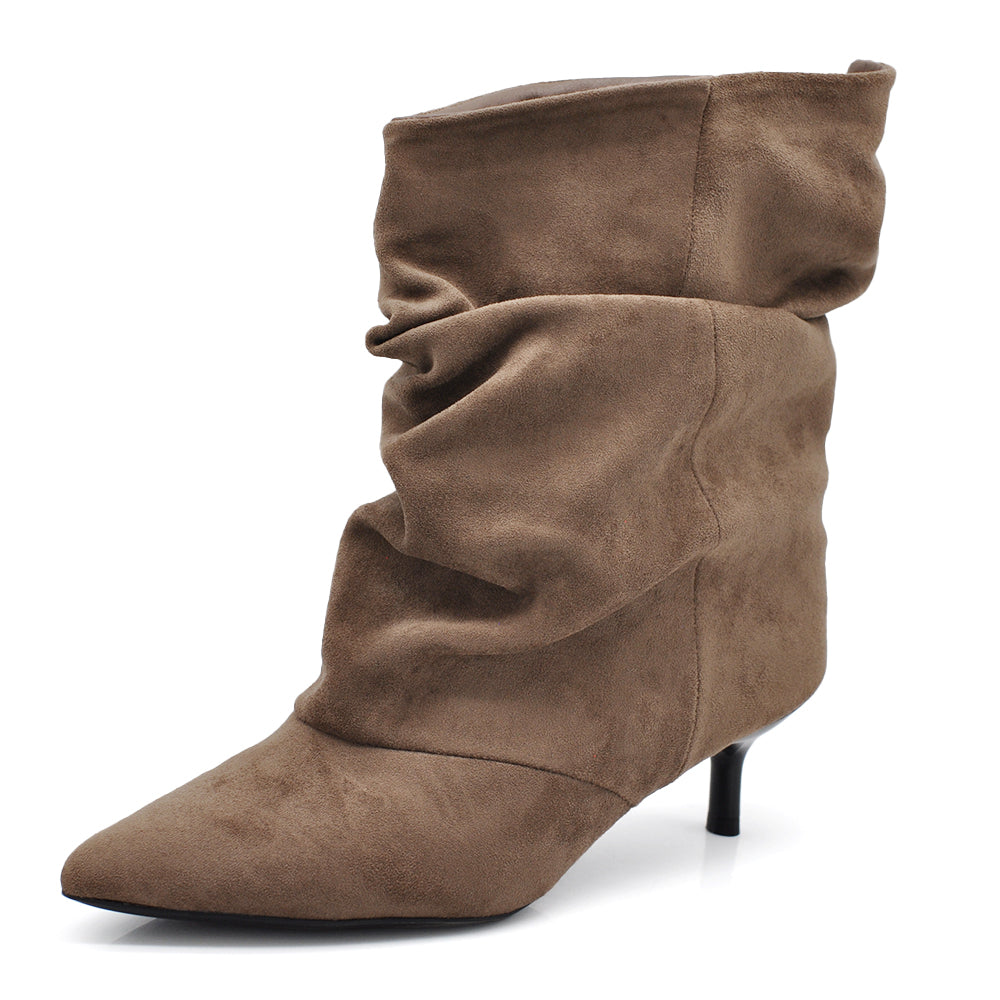 Stivaletti Donna Gambale Largo Morbido – Tronchetti Slouchy con Tacco Medio Elegante HL227-77