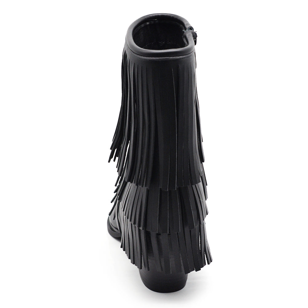 Stivaletti Stivali Texani Western da Donna Con Frange Camperos MP2742-4 nero