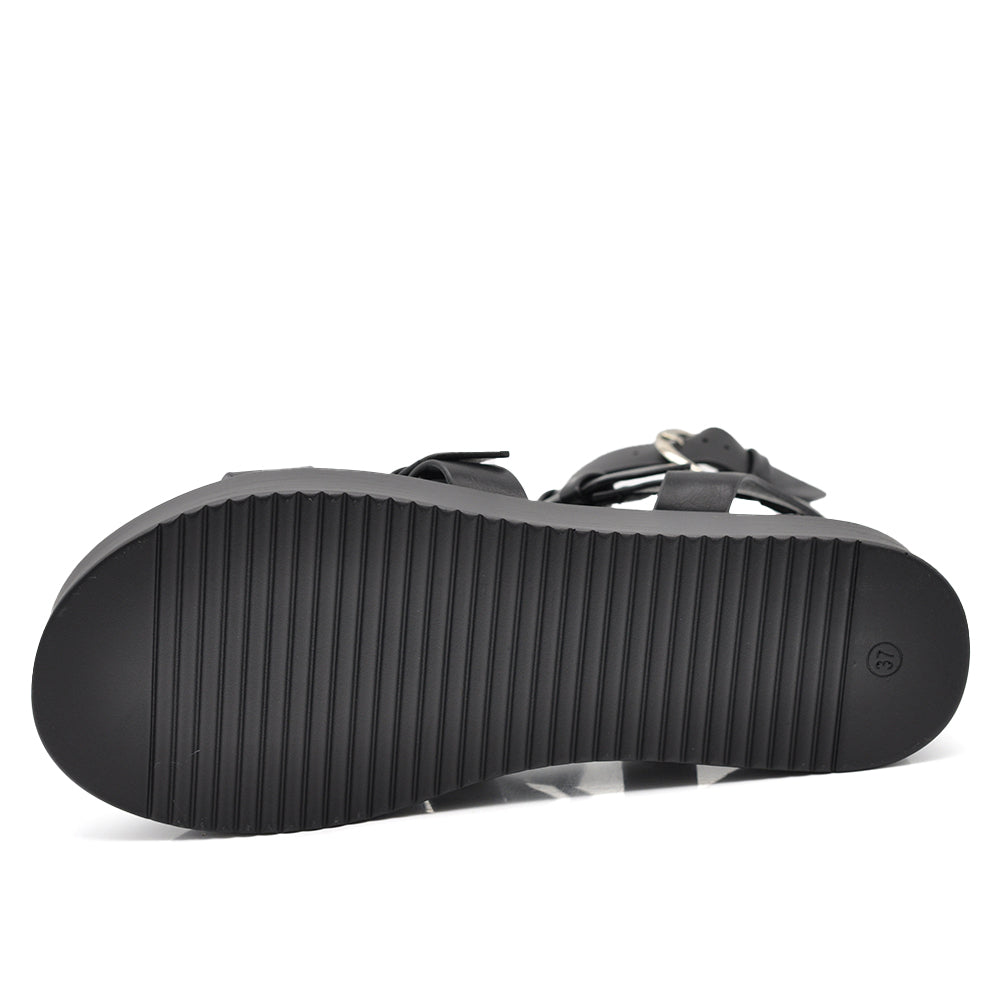 Sandali Gladiatore Donna Platform con Cinturino alla Caviglia e Fibbie Metalliche, Sandali Estivi Chunky Comodi con Suola Spessa