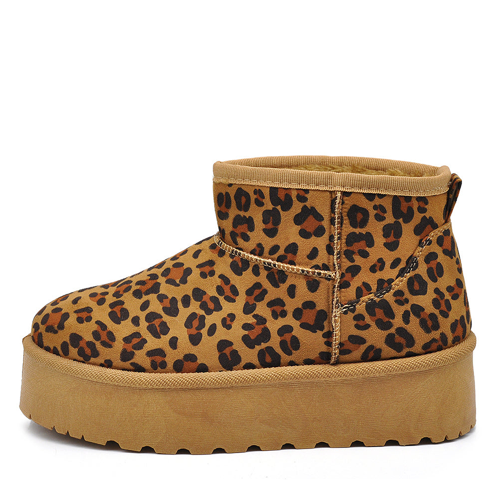 Stivali Mammut Camoscio Pelosi Con Pelliccia Pelo da Donna Doposci Platform P309 leopardato maculato