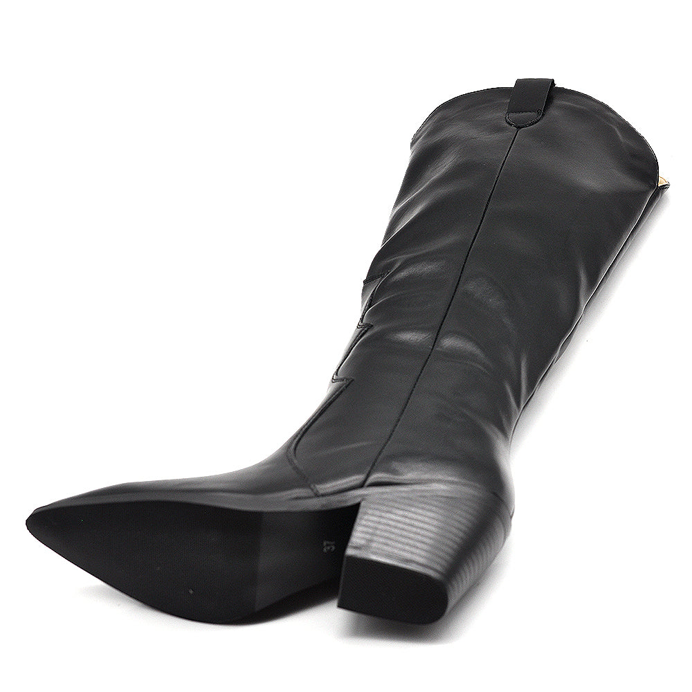 Stivali Alti al Ginocchio Camperos Texani  Punta Affusolata e Tacco Medio