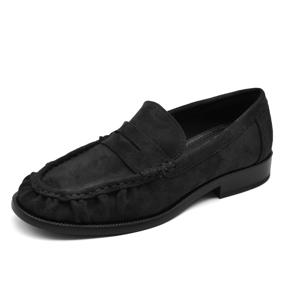 Mocassini Donna in Effetto Scamosciato con Punta Arricciata, Mascherina Classica e Soletta Morbida Comfort GA076